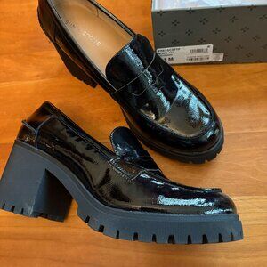 SUN & STONE PRESCOTT CHUNKY PLATFORM LUG BLACK PATENT LOAFER SZ 11 NIB NWT